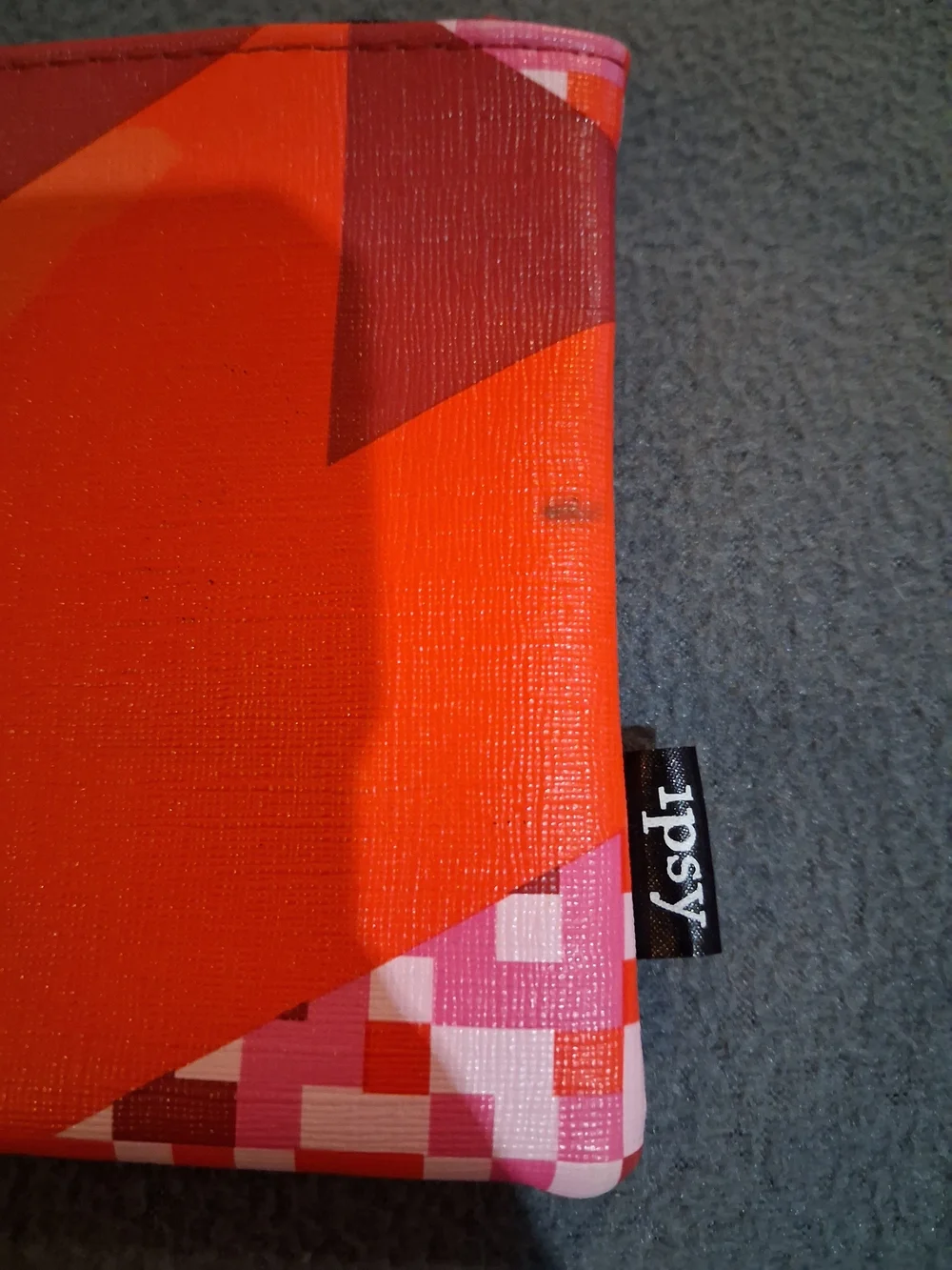 Ipsy Geometric Red Cosmetic Pouch